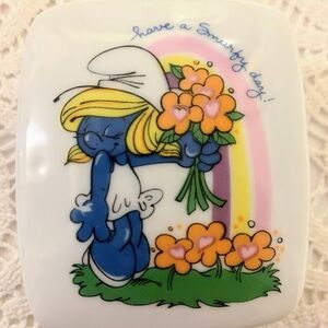 Vintage Smurfette “Have A Smurfy Day” Trinket Box 1982